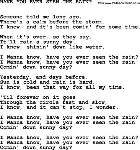 Johnny Cash Song Have You Ever Seen The Rain Lyrics
