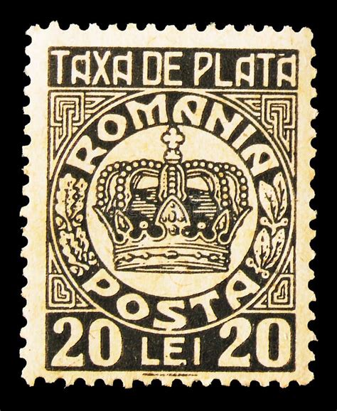Postage Stamp Printed In Romania Shows Crown 20 L Romanian Leu