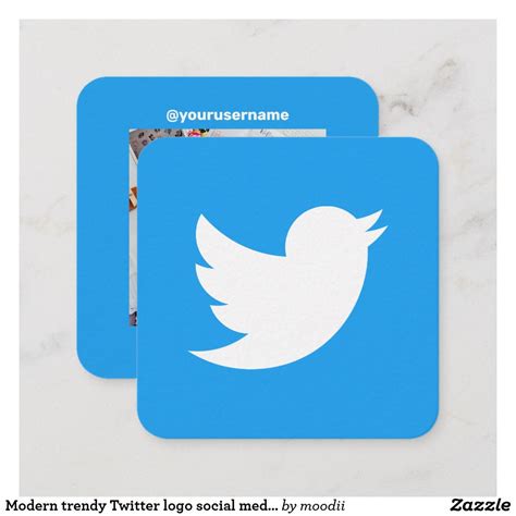 Modern Trendy Twitter Logo Social Media Photo Calling Card