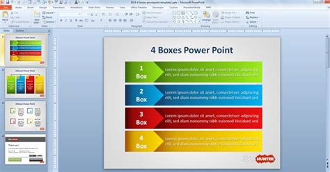 Four Box Powerpoint Template For Lineal Process
