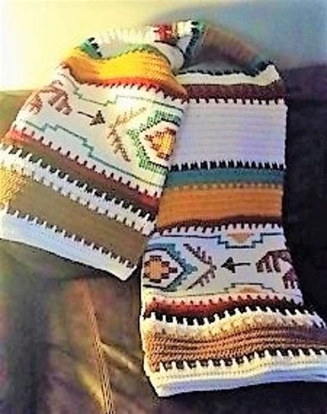 Vintage Crochet Afghan Indian Blanket Pattern Pdf Instant Digital