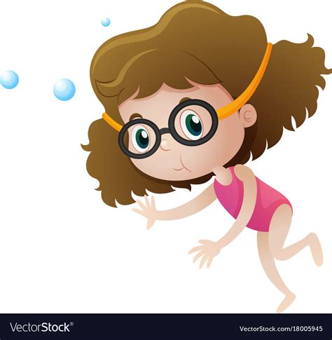 Little Girl Diving Underwater Royalty Free Vector Image