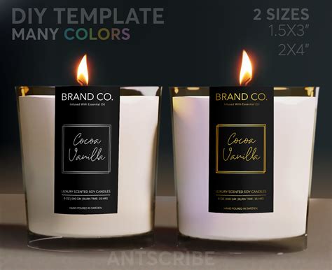 Elegant Vertical Candle Label Template Diy Printable Premium Etsy