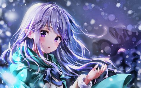 Download Wallpapers Emilia Winter Manga Re Zero Girl With Violet