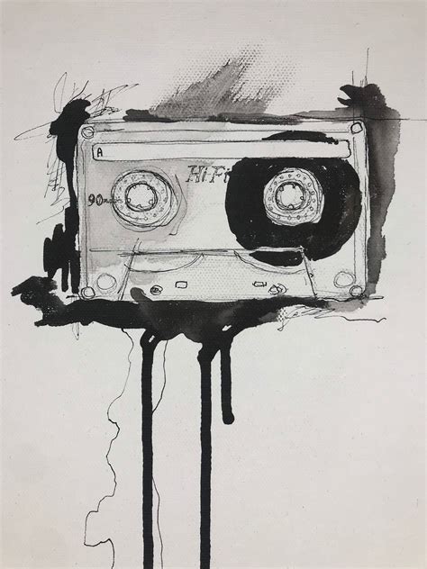 Unraveled Cassette Art Cassette Tape Art 1990s Music Art Etsy