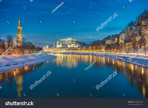 Beautiful View Of The Historic City Of Salzburg With Salzach River In