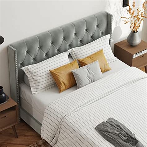 Dg Casa Bardy Upholstered Panel Bed Frame With Diamond Button Tufted