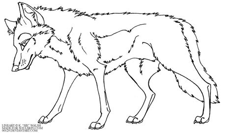 Free Wolf Standing Lineart By 00129 On Deviantart