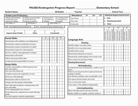 Homeschool Report Card Template Elementary Cards Design