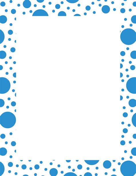 Printable Blue On White Random Polka Dot Page Border
