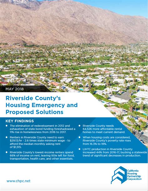 Riverside County Housing Need Report 2018 California Housing Partnership