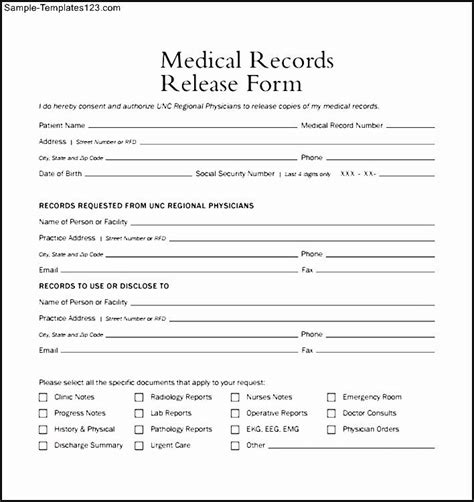 Medical Record Form Template Unique Medical Form Example Templates