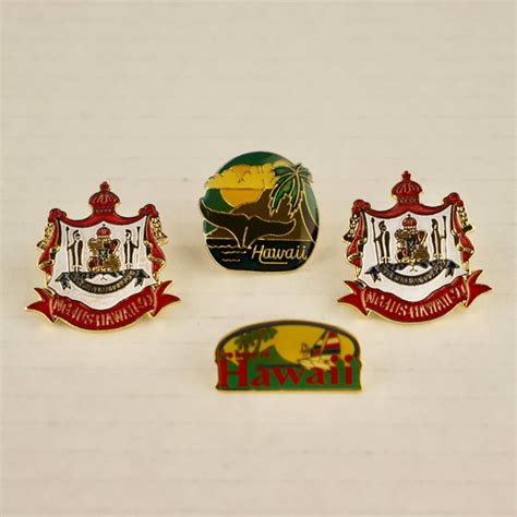 Unknown Jewelry 2 Vintage Hawaii Enamel Pinbacks Lapel Hat Pins Bonus State National Guard