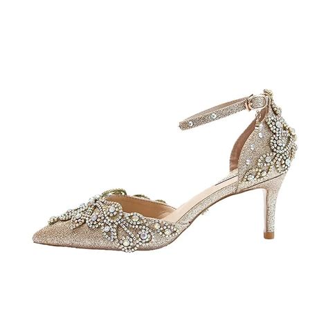 sparkly gold rhinestone wedding shoes 2020 leather glitter sequins ankle strap 9 cm stiletto