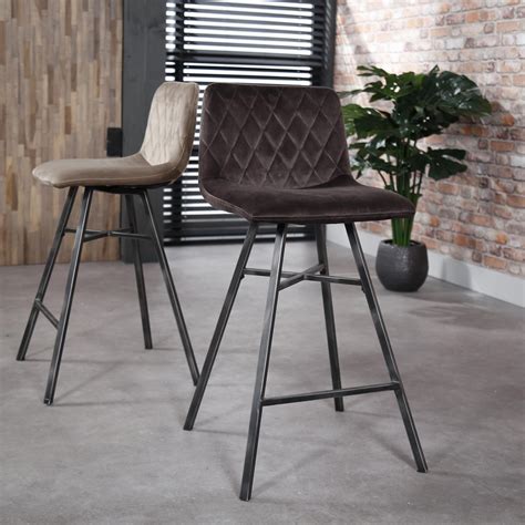 Chaise de bar velours anthracite pieds étoile JAVA  Tabourets de bar