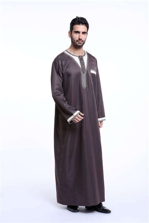 Men New Clothes Long Sleeve Dishdasha Islamic Abaya Thobe Robe Muslim Kafant Ebay