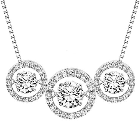 Rhythm Of Love 14k White Gold And Diamond Necklace Triple Halo White