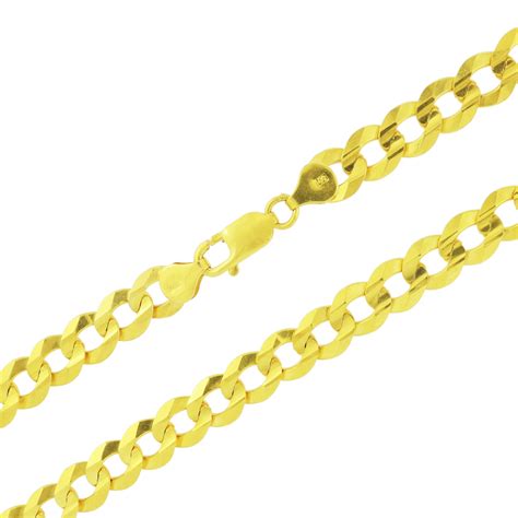 Nuragold 14k Yellow Gold 10mm Solid Cuban Curb Link Chain Necklace Mens Jewelry Lobster Clasp