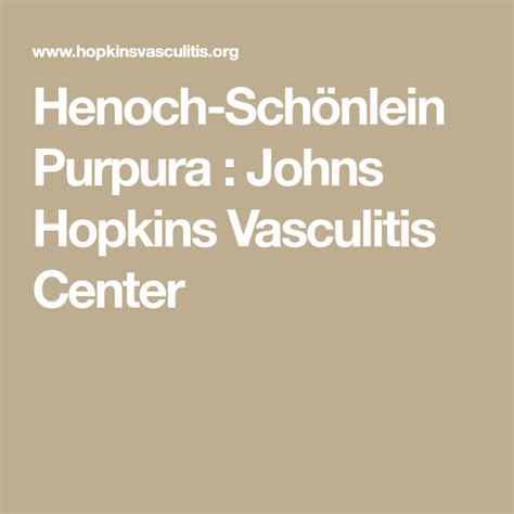 Henoch Schönlein Purpura Johns Hopkins Vasculitis Center Arm Rash