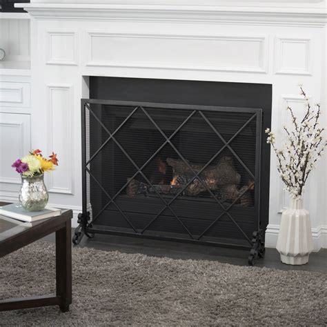 41 5 Black Contemporary Single Panel Fireplace Screen