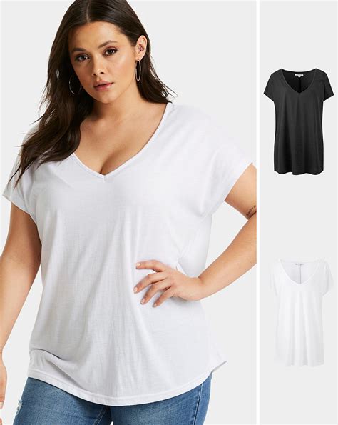 2 Pack V Neck Slouch T Shirts Simply Be