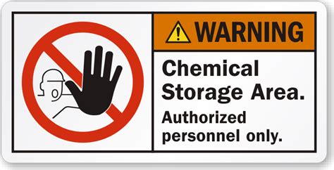 Warning Chemical Storage Area Authorized Personnel Label Sku Lb 2324