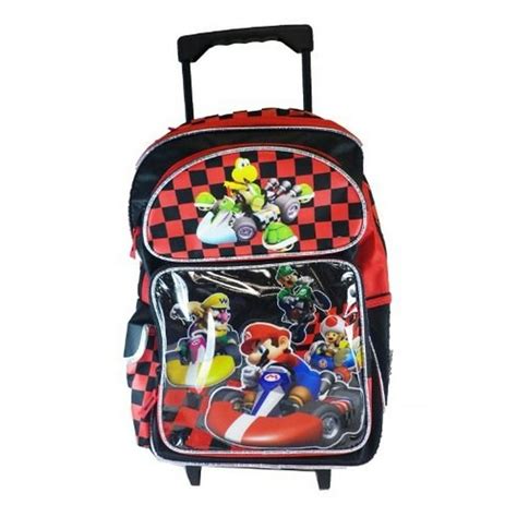 Super Mario Bros Mario Kart Wii Large Roller Backpack