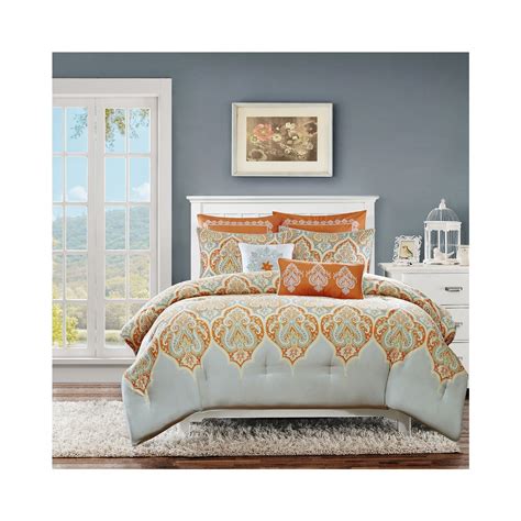 Red orange green and blue tropical hawaiian. Orange and Grey Bedding Sets