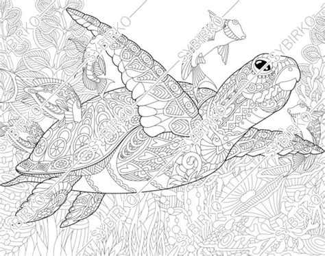 Coloring Pages For Adults Sea Turtle Adult Coloring Pages Etsy