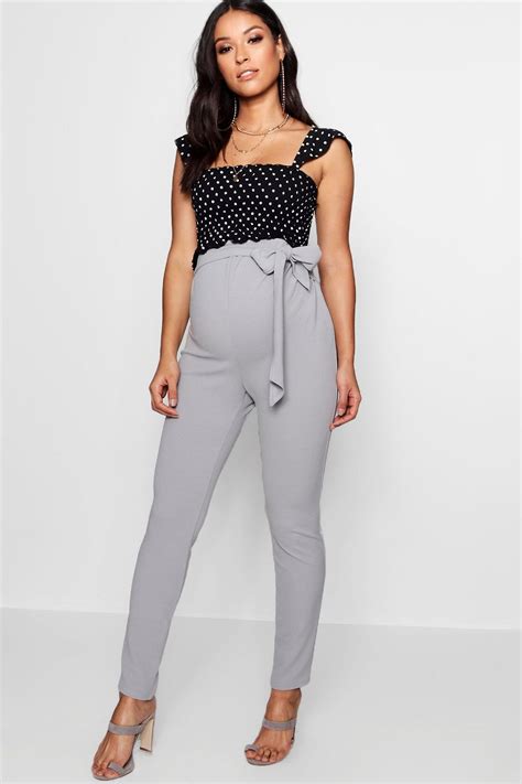 Maternity Tie Waist Tapered Tailored Pants Boohoo Maternity Work Clothes Winter Maternity