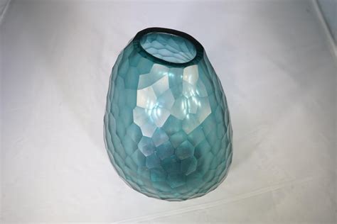 Contemporary Guaxs Azure Tall Otavalo Oval Glass Vase For Sale At 1stdibs
