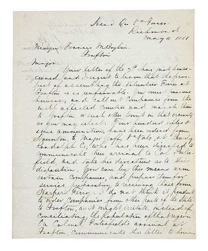 Robert E Lee Signed Letter Sold At Auction On 21st May Bidsquare