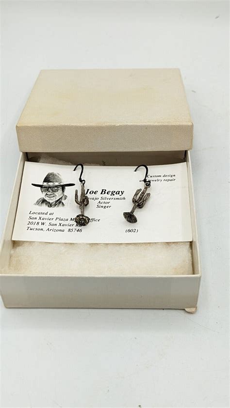 Navajo Earrings Made By Joe Begay Silversmith Sterling Southwest Cactus