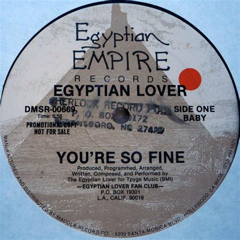 Egyptian Lover Youre So Fine 1986 Vinyl Discogs