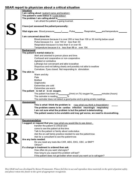 Free Sbar Template For Nurses Sbar Report Sheet Template Nurse Report