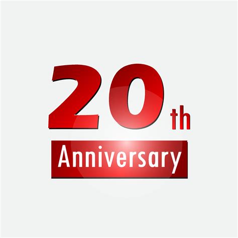 Red 20th Year Anniversary Celebration Simple Logo White Background