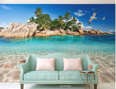 Custom Mural 3d Photo Wallpaper Mediterranean Island Beach View Home