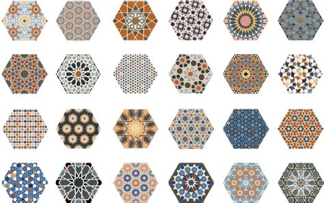 Carreaux hexagonaux imitation carreaux de ciment en grès céram 17.5/20 murs et sols. Carrelage tomette décorée style ciment 33x28.5 ANDALUSI