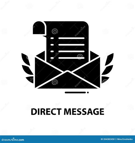 Direct Message Icon Black Vector Sign With Editable Strokes Concept