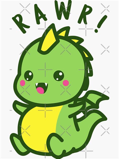Rawr Cute Kawaii Dinosaur Cute Baby Dino Sticker For Sale By
