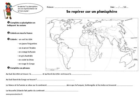 Se Repérer Sur Un Planisphère Ce2 Exercices Pass Education