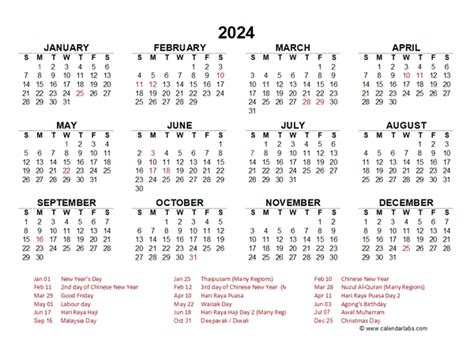 2024 January Calendar Malaysia Holidays 2023 Printable 2024 Calendar