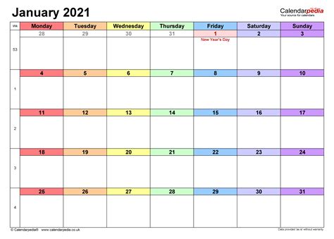 — mark 13:26.the liturgical calendar starts each year on the 1st. Calendar January 2021 UK with Excel, Word and PDF templates