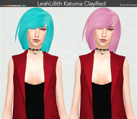 Kot Cat Leahlillith`s Katuma Hair Clayified Sims 4 Hairs
