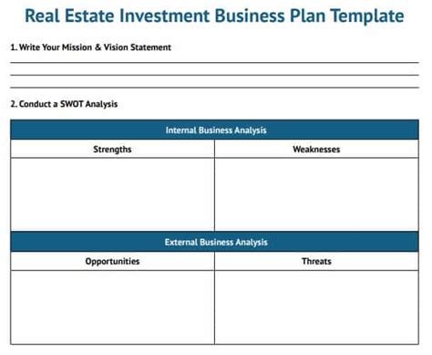 How To Write A Real Estate Investment Business Plan Free Template