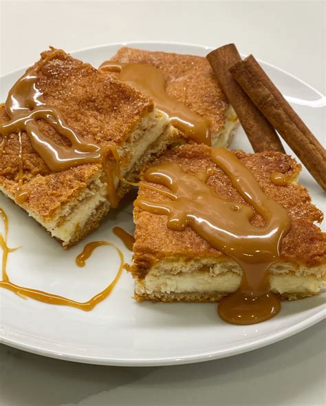 Churro Cheesecake Bars With Caramel Sauce — A Place For Everyone