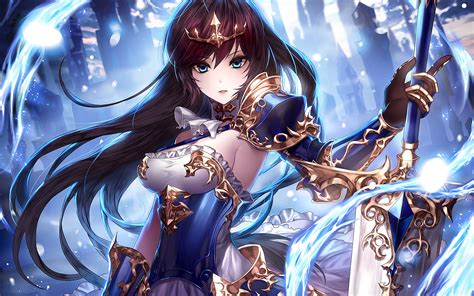 Download 1920x1200 Anime Girl Sword Fantasy Armored