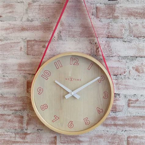 Buy Nextime Loop Wooden Hanging Wall Clock 26cm Red Online Purely