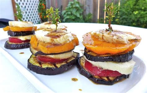 Grilled Eggplant Stacks Wmarinated Heirloom Tomatoes And Fresh