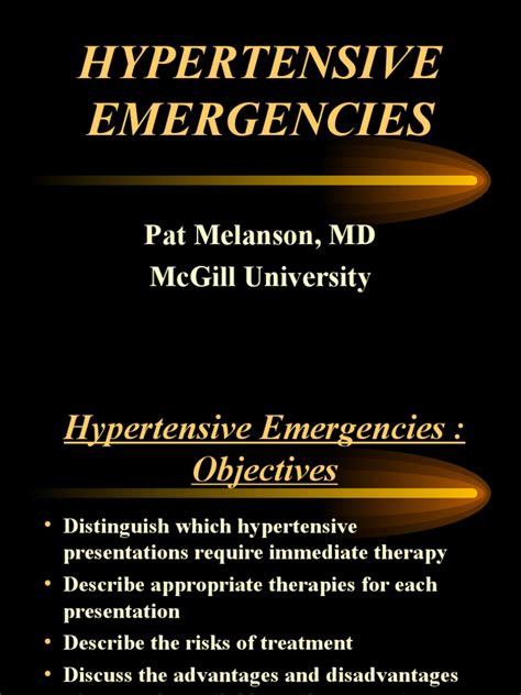 Hypertensive Emergencies Hypertension Stroke
